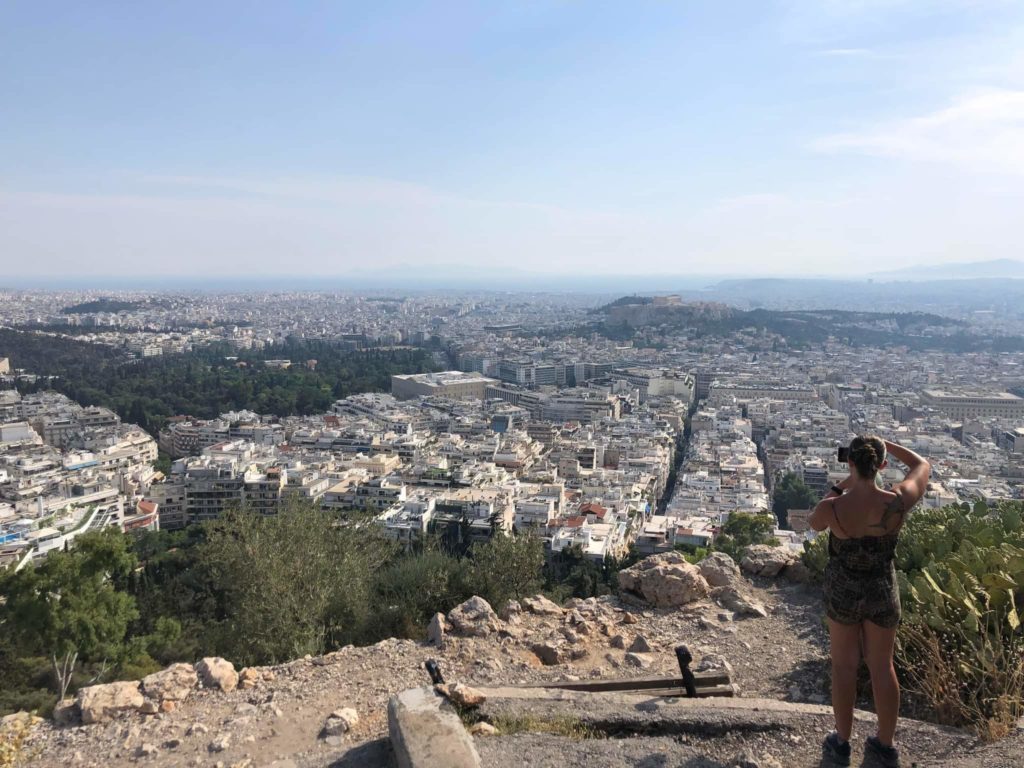 Looking out over Athens from Lycabettus Hill