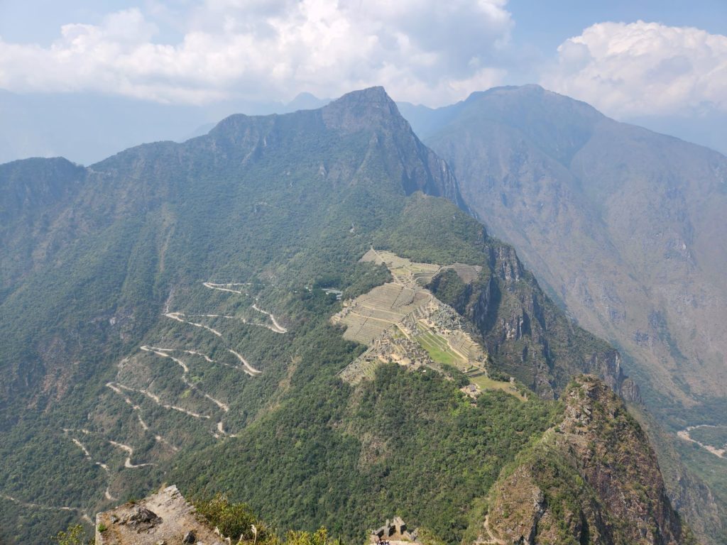 View of Machu Picchu from the peak of Huayna Picchu mountain