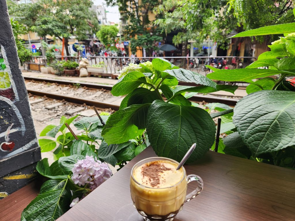 Egg coffee on Train Street