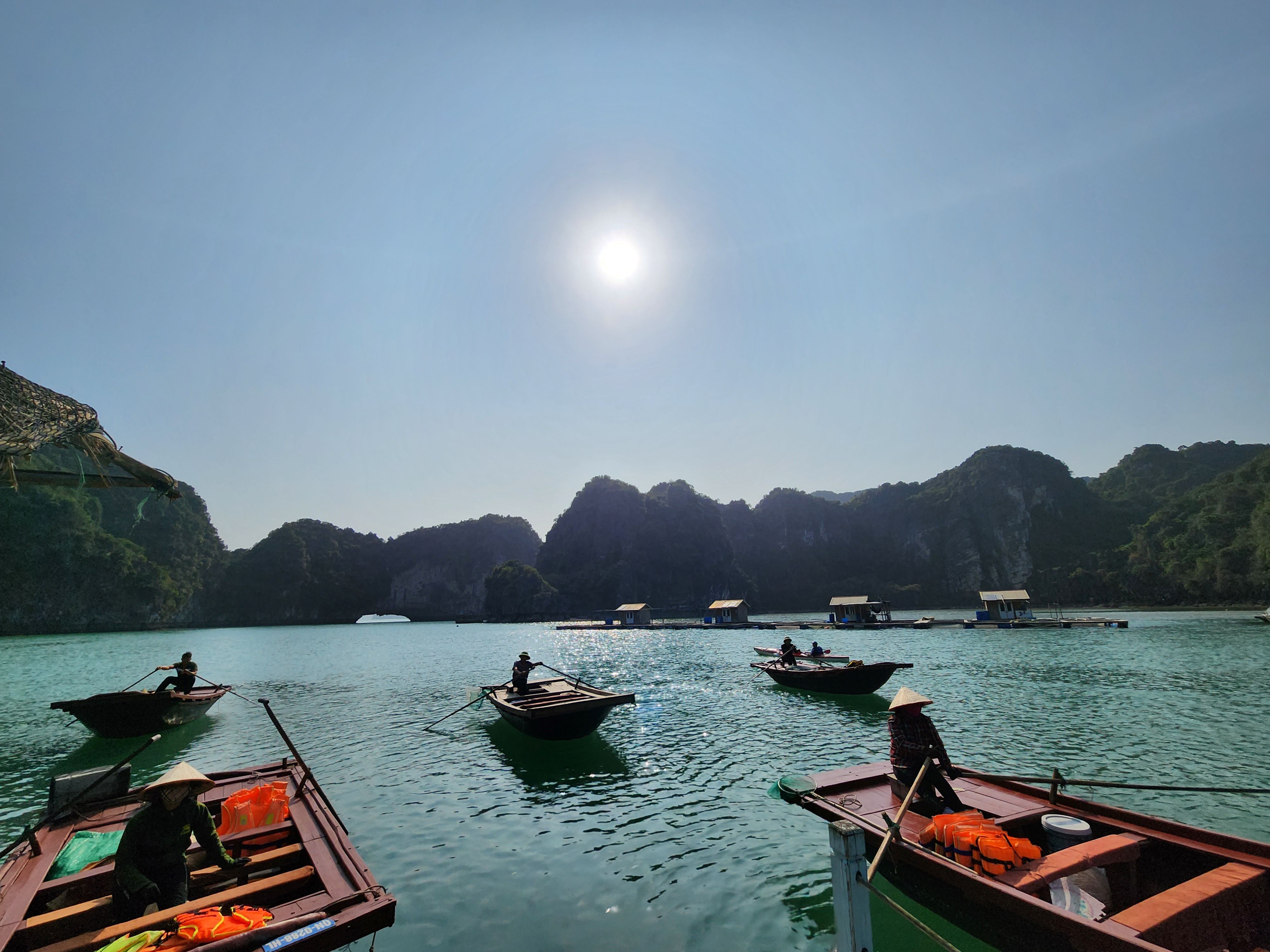 Wooden rowboats in the Vung Vieng Fishing Village