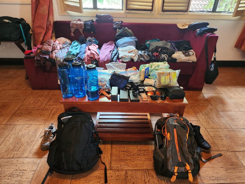 Kilimanjaro equipment laid out
